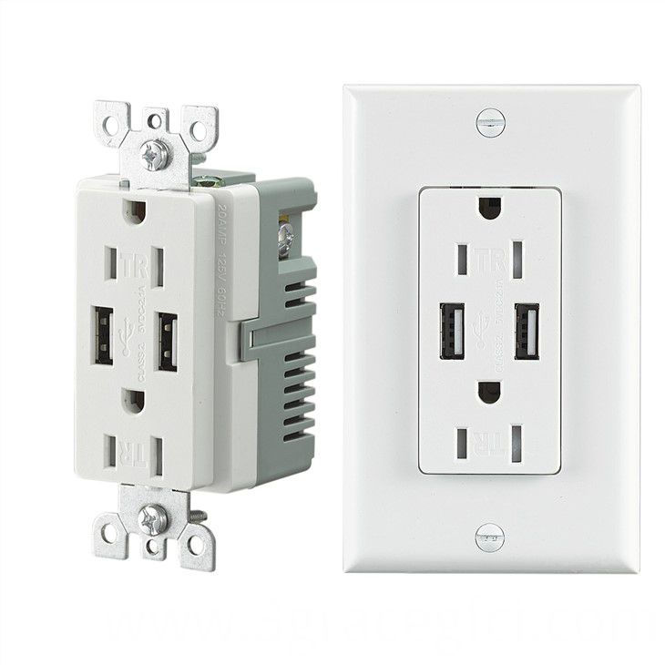 American Smart GFCI Socket With 2.1A USB Outlet Port