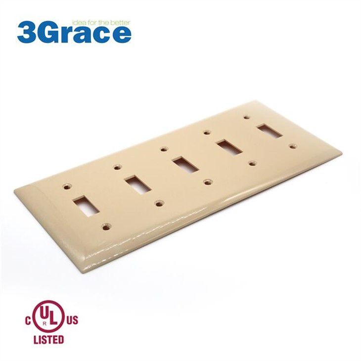 5-Gang Toggles Switch Decorator Wall Plate Plastic Wall